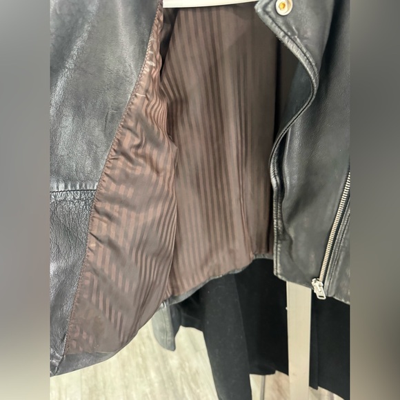 Topshop Dark Leather Jacket - Picture 7 of 11